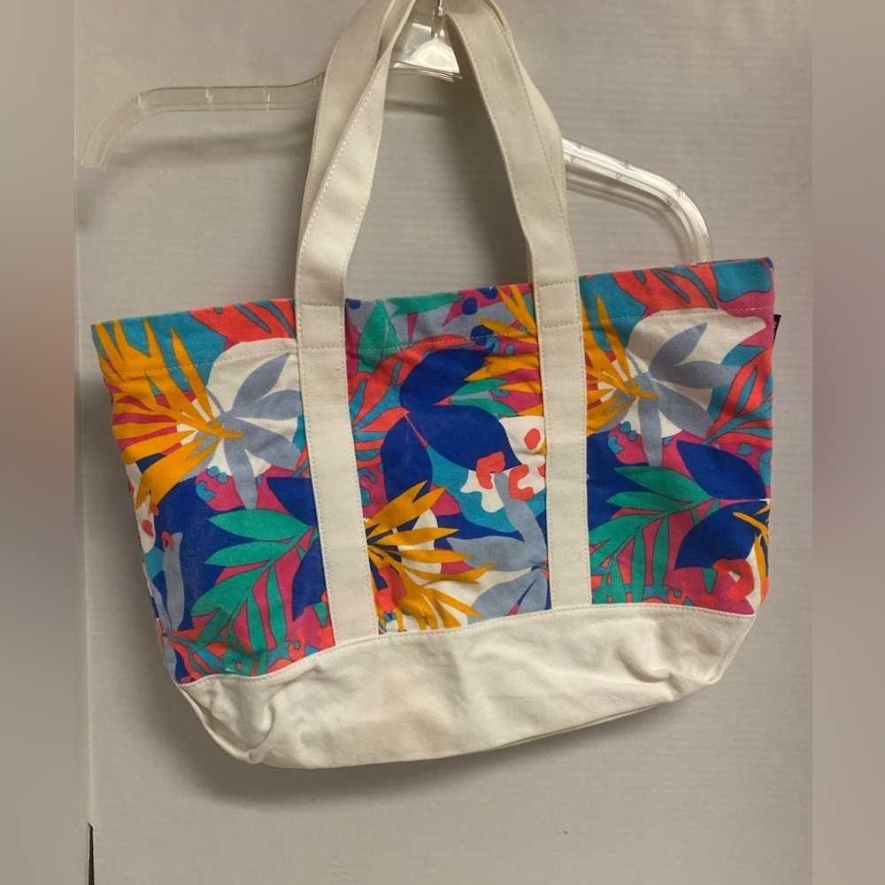 J. Crew Factory Multicolor Canvas Palm Leaf Tote - Picture 3 of 6